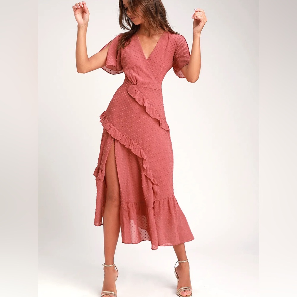 Lulus Mauve Midi Dress, Size Small